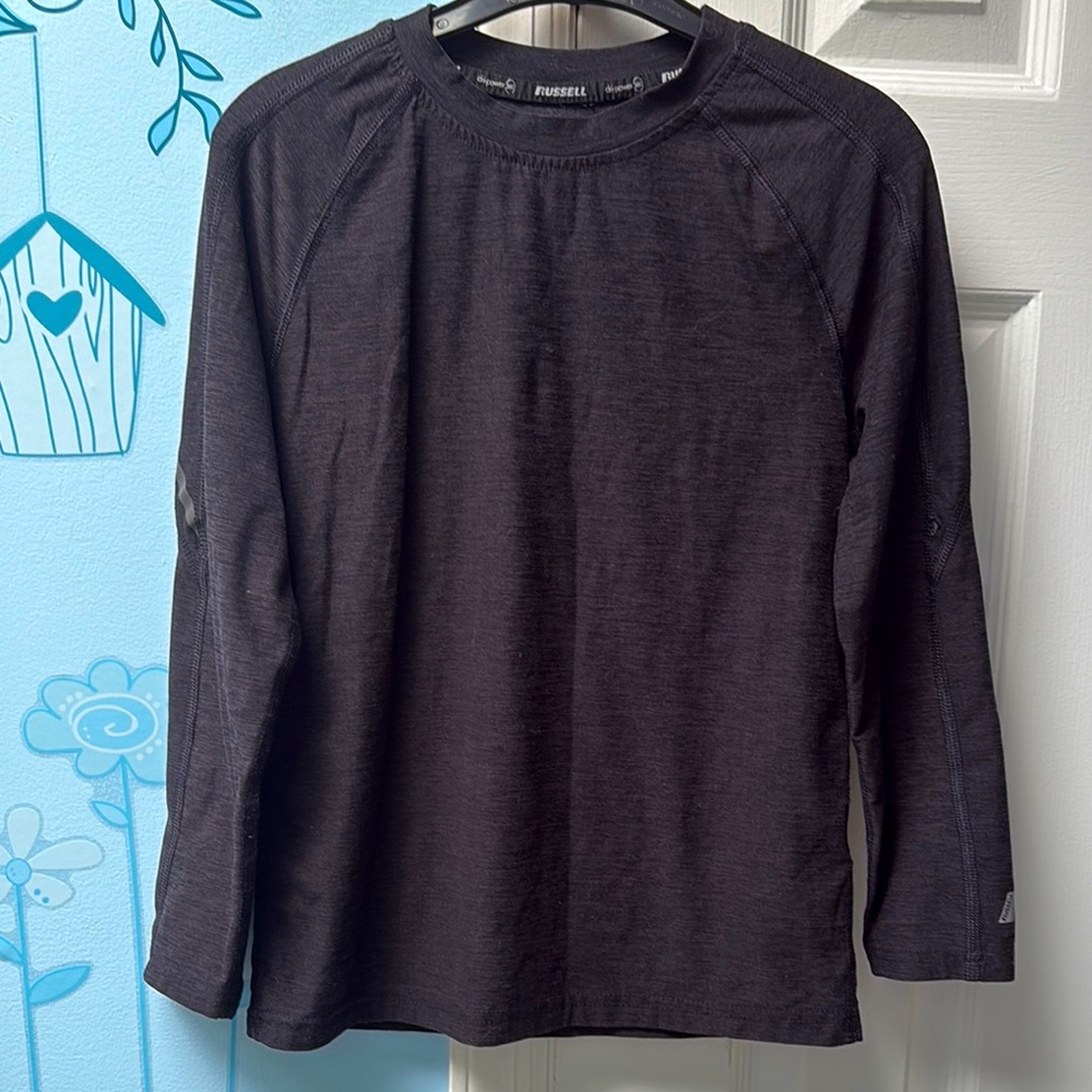 Russell Kids Black  Active T-shirt Dri-Power 360 Long Sleeve Tee Size Medium 8 !